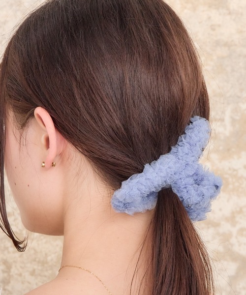 チュールくるりんバンスクリップ（バレッタ/ヘアクリップ