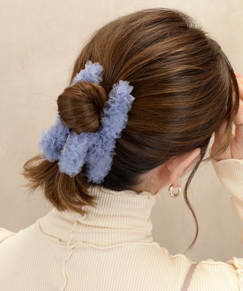 チュールくるりんバンスクリップ（バレッタ/ヘアクリップ