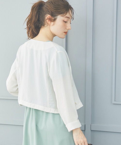 最終価格　Chaos ゴーダブルゾン　ホワイト NANOTEXノーカラーコンパクトブルゾン（ブルゾン）｜12Twelve Agenda