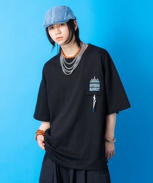 a.p.o.v.(エーピーオービー)の「a.p.o.v. パラコードデザインリバースポケットバックビッグプリントオーバーサイズTシャツ(Tシャツ/カットソー・メンズ・ホワイト/カーキ/ブラック・ONESIZE)」の8枚目の写真