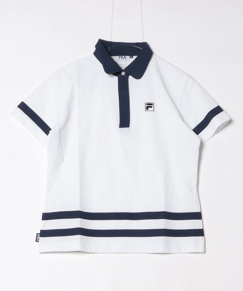 FILA(フィラ)の「フィラ FILA 半袖シャツ(シャツ/ブラウス・レディース・ブルー/ホワイト/ネイビー・M/L/XL)」の2枚目の写真