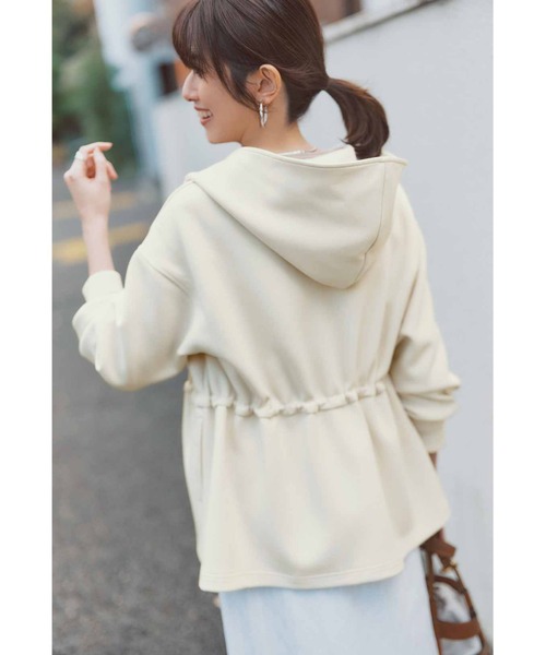 IEDIT（イディット）の「ＩＥＤＩＴ　ドロストをしぼってこなれ見え　花粉リリース機能がうれしいダブルジップパーカー（パーカー・レディース・グレー/アイボリー・L/M/LL/3L/S）」の11枚目の写真