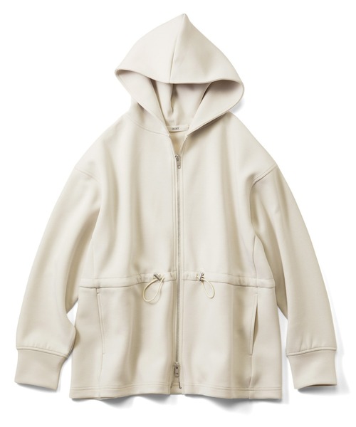 IEDIT（イディット）の「ＩＥＤＩＴ　ドロストをしぼってこなれ見え　花粉リリース機能がうれしいダブルジップパーカー（パーカー・レディース・グレー/アイボリー・L/M/LL/3L/S）」の12枚目の写真
