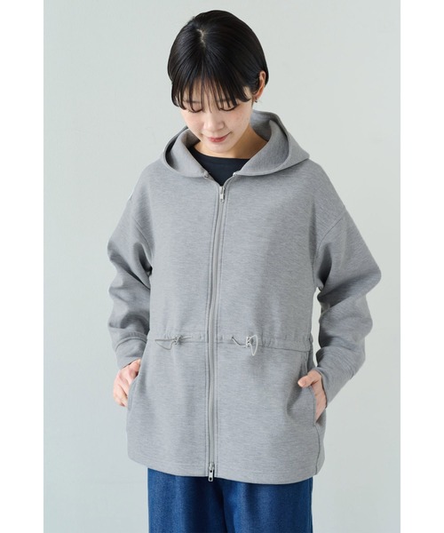 IEDIT（イディット）の「ＩＥＤＩＴ　ドロストをしぼってこなれ見え　花粉リリース機能がうれしいダブルジップパーカー（パーカー・レディース・グレー/アイボリー・L/M/LL/3L/S）」の5枚目の写真