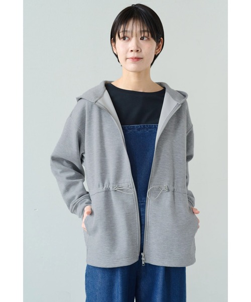 IEDIT（イディット）の「ＩＥＤＩＴ　ドロストをしぼってこなれ見え　花粉リリース機能がうれしいダブルジップパーカー（パーカー・レディース・グレー/アイボリー・L/M/LL/3L/S）」の3枚目の写真