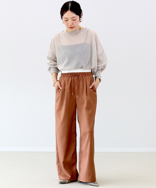 Aletta vita(アレッタビータ)の「エステルツイルウエスト配色ワイドパンツ(その他パンツ・レディース・ブラウン・M)」の2枚目の写真