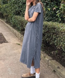 ROXY（ロキシー）の「LABYRINTH DRESS /ロキシーサイドフリンジロングTシャツワンピース（ワンピース）」