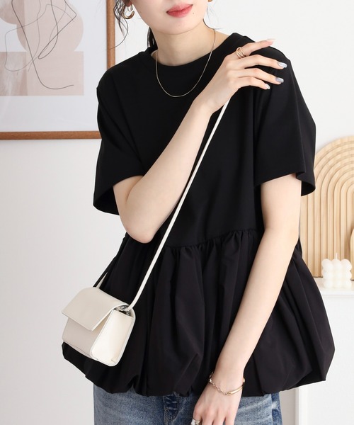 tシャツ A.N.L 裾バルーンプルオーバー 半袖カットソー レディース A.N.L 裾バルーンプルオーバー 半袖カットソー（Tシャツ