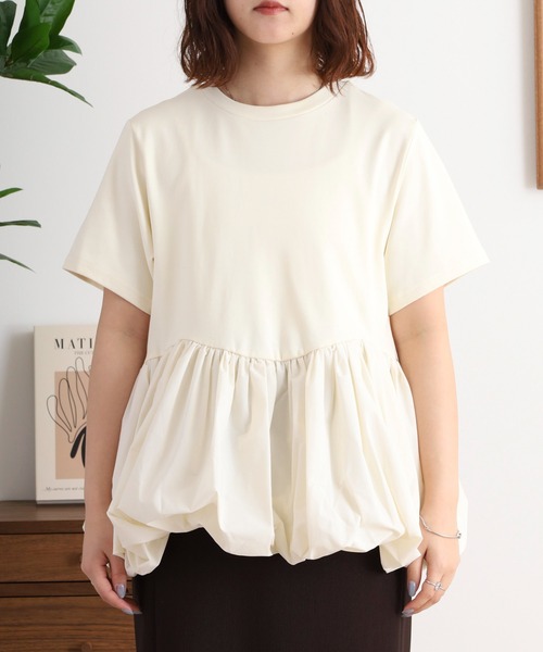A.N.L(エーエヌエル レーベル)の「A.N.L 裾バルーンプルオーバー 半袖カットソー(Tシャツ/カットソー・レディース・ブラック/アイボリー・38)」の11枚目の写真
