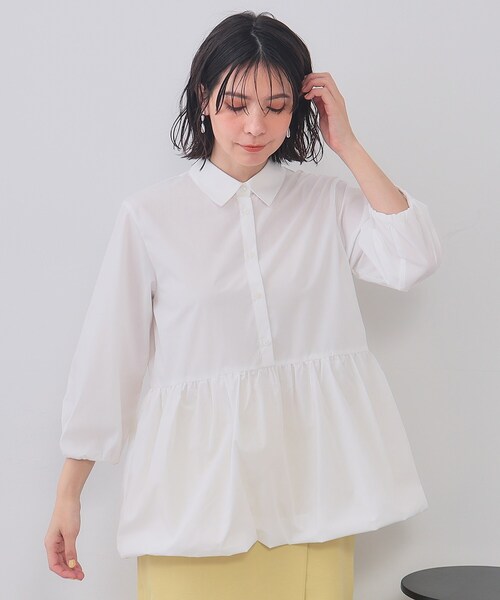 セール】裾バルーンペプラムシャツ【洗濯機洗い可】（シャツ