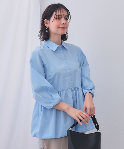 セール】裾バルーンペプラムシャツ【洗濯機洗い可】（シャツ/ブラウス