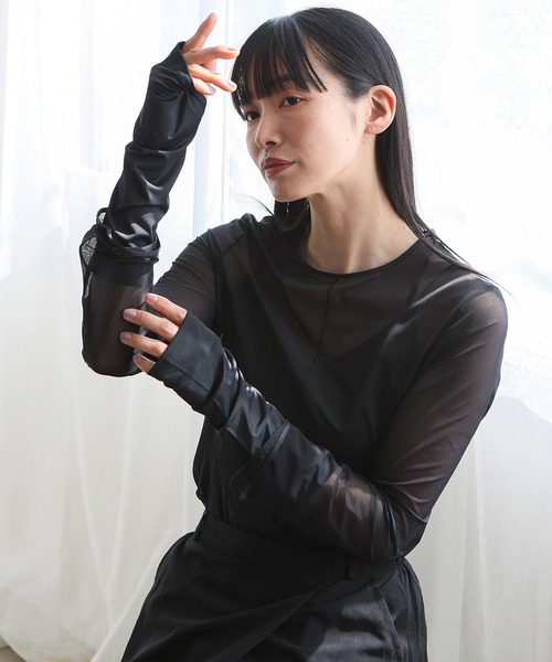 接触冷感UVショートアームカバー 【紫外線遮蔽率 99%/接触冷感
