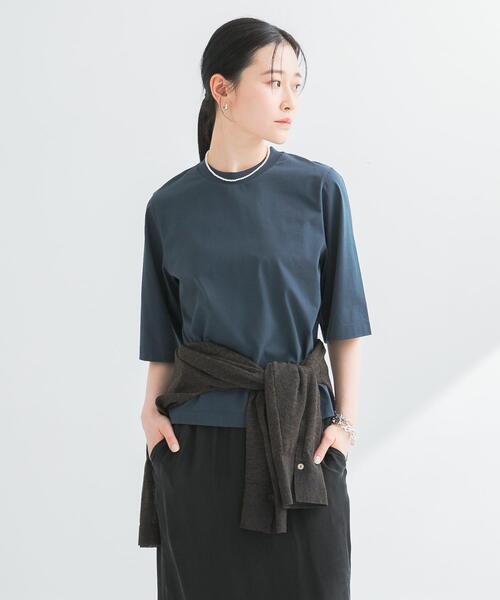 URBAN RESEARCH(アーバンリサーチ)の「スーピマコットンハーフスリーブカットソー(Tシャツ/カットソー・レディース・ホワイト/ライトベージュ/ブラック/ネイビー・FREE)」の4枚目の写真