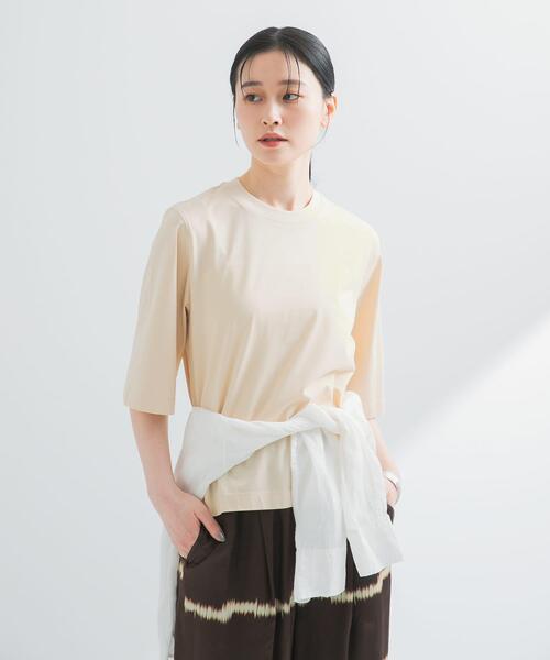 URBAN RESEARCH(アーバンリサーチ)の「スーピマコットンハーフスリーブカットソー(Tシャツ/カットソー・レディース・ホワイト/ライトベージュ/ブラック/ネイビー・FREE)」の9枚目の写真