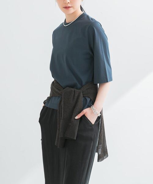 URBAN RESEARCH(アーバンリサーチ)の「スーピマコットンハーフスリーブカットソー(Tシャツ/カットソー・レディース・ホワイト/ライトベージュ/ブラック/ネイビー・FREE)」の22枚目の写真