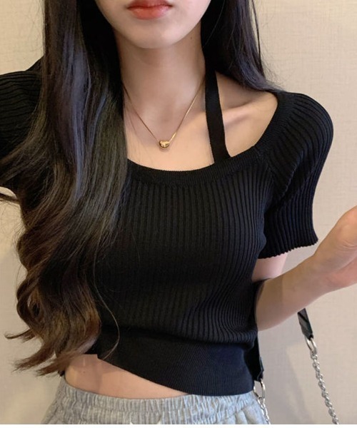 shoppinggo(ショッピングゴー)の「サマーニット レディース トップス(Tシャツ/カットソー・レディース・ホワイト/ピンク/ブラック・FREE)」の4枚目の写真