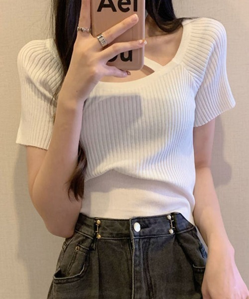 shoppinggo(ショッピングゴー)の「サマーニット レディース トップス(Tシャツ/カットソー・レディース・ホワイト/ピンク/ブラック・FREE)」の11枚目の写真