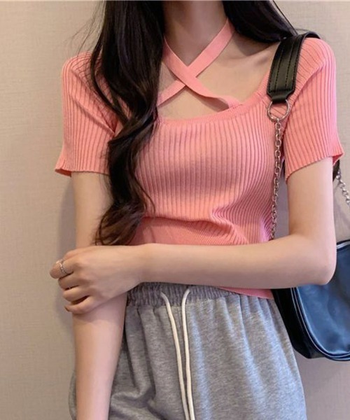 shoppinggo(ショッピングゴー)の「サマーニット レディース トップス(Tシャツ/カットソー・レディース・ホワイト/ピンク/ブラック・FREE)」の15枚目の写真