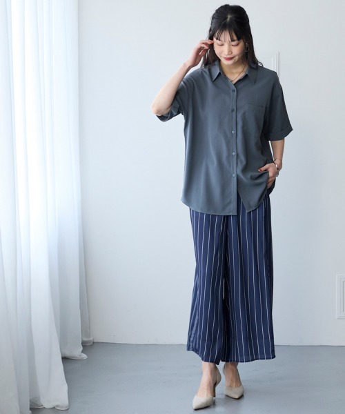 SMILE LAND(スマイルランド)の「<大きいサイズ>とろみブロードビッグシャツ(イージーケア・吸汗速乾)(シャツ/ブラウス・レディース・ライトグレー/オフホワイト/チャコール・5L/4L/3L/LL/L)」の14枚目の写真