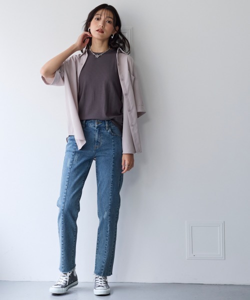 SMILE LAND(スマイルランド)の「<大きいサイズ>とろみブロードビッグシャツ(イージーケア・吸汗速乾)(シャツ/ブラウス・レディース・ライトグレー/オフホワイト/チャコール・5L/4L/3L/LL/L)」の8枚目の写真