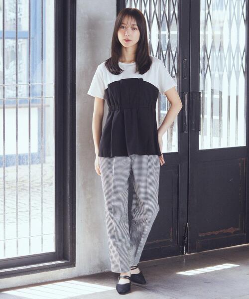 earth music&ecology(アースミュージックアンドエコロジー)の「接触冷感テーパードパンツ(スラックス・レディース・ブラック/ライトベージュ/チェック/杢グレー・M/S/L)」の7枚目の写真