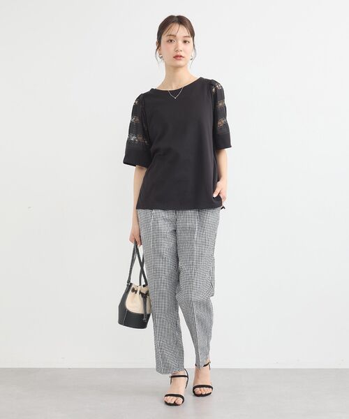 earth music&ecology(アースミュージックアンドエコロジー)の「接触冷感テーパードパンツ(スラックス・レディース・ブラック/ライトベージュ/チェック/杢グレー・M/S/L)」の15枚目の写真