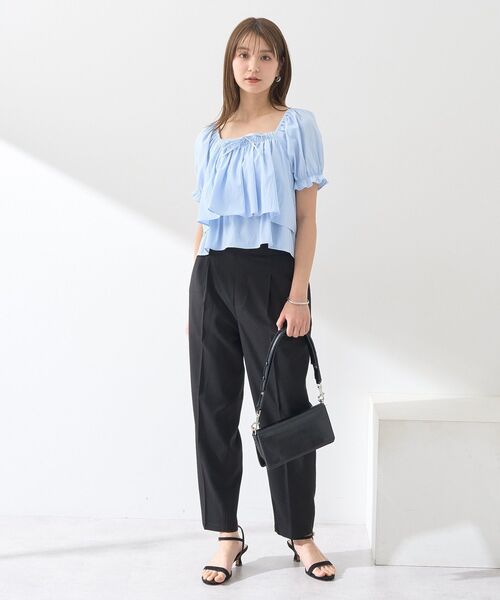 earth music&ecology(アースミュージックアンドエコロジー)の「接触冷感テーパードパンツ(スラックス・レディース・ブラック/ライトベージュ/チェック/杢グレー・M/S/L)」の20枚目の写真