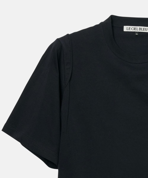 LE CIEL BLEU（ルシェルブルー）の「Tシャツウィズフックアンドアイディテール / T-Shirt with Hook and Eye Detail（Tシャツ/カットソー・レディース・ブラック/オフホワイト・36）」の8枚目の写真