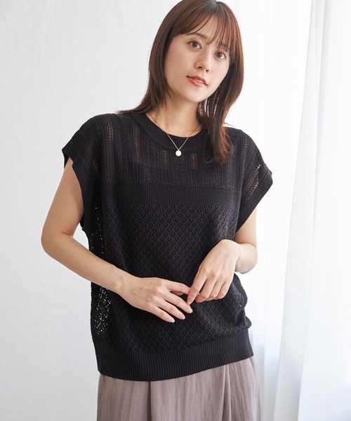 ikka（イッカ）の「透かし編みニットプルオーバー（ニット/セーター・レディース・オフホワイト/ブルー/ブラック/その他1・L/M/S）」の10枚目の写真