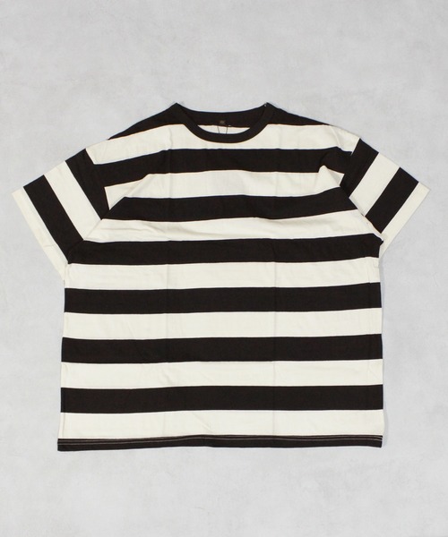 MARKEY'S（マーキーズ）の「ワイドボーダーTシャツ/おとな（Tシャツ/カットソー・レディース・レッド/グリーン/ブラック・160cm）」の2枚目の写真