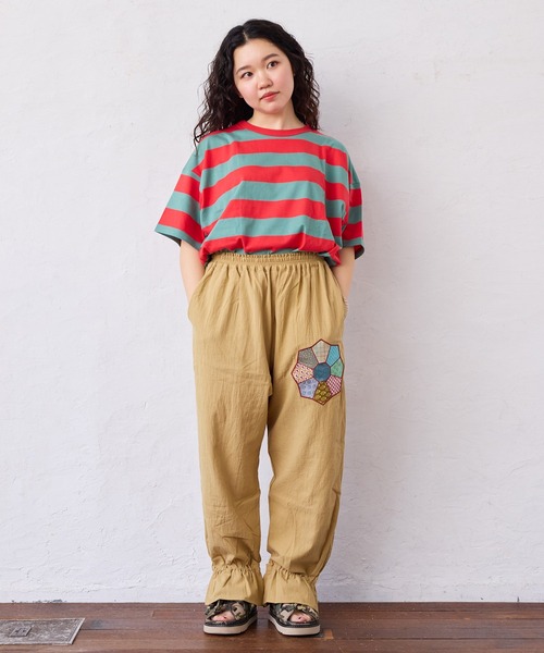 MARKEY'S（マーキーズ）の「ワイドボーダーTシャツ/おとな（Tシャツ/カットソー・レディース・レッド/グリーン/ブラック・160cm）」の6枚目の写真