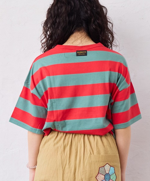 MARKEY'S（マーキーズ）の「ワイドボーダーTシャツ/おとな（Tシャツ/カットソー・レディース・レッド/グリーン/ブラック・160cm）」の5枚目の写真
