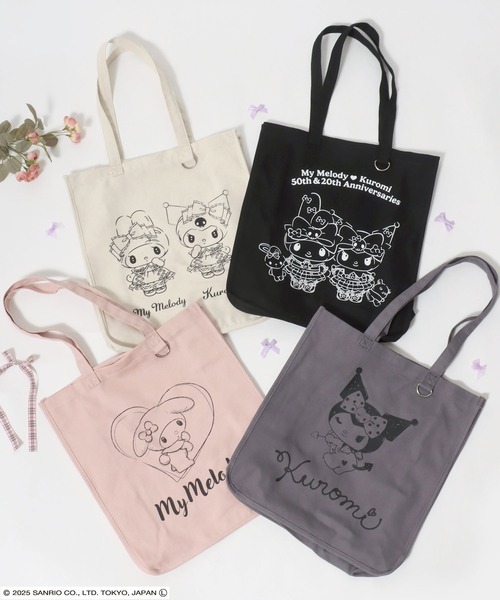 sanrio（サンリオ）の「sanrio（サンリオ）マイメロディ＆クロミ周年モデル キャラクタープリントキャンバストートバッグ/ビッグトート（トートバッグ・レディース・アイボリー/ピンク/グレー/ブラック・FREE）」の11枚目の写真