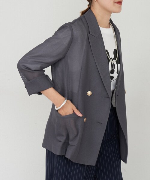 SHENERY（シーナリー）の「メッシュジャケット（テーラードジャケット・レディース・ベージュ/ネイビー/グレー・FREE）」の6枚目の写真