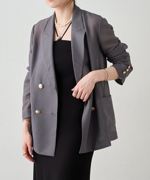 SHENERY（シーナリー）の「メッシュジャケット（テーラードジャケット・レディース・ベージュ/ネイビー/グレー・FREE）」の17枚目の写真