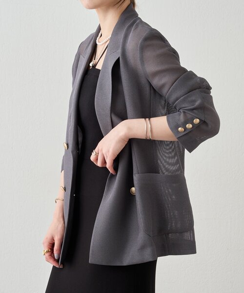 SHENERY（シーナリー）の「メッシュジャケット（テーラードジャケット・レディース・ベージュ/ネイビー/グレー・FREE）」の18枚目の写真