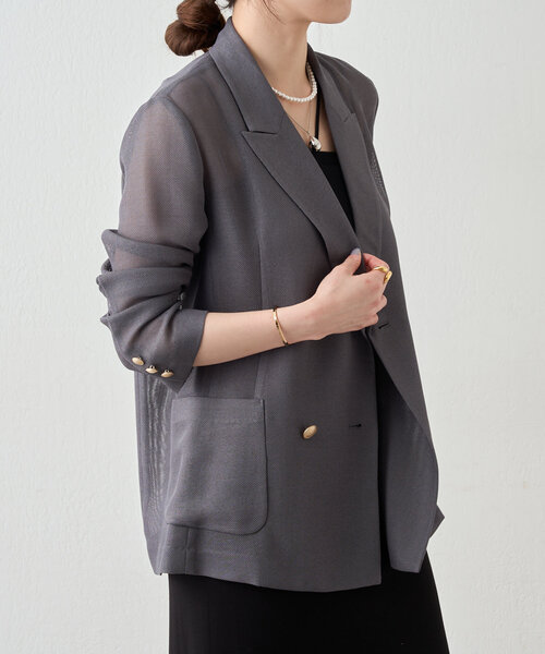 SHENERY（シーナリー）の「メッシュジャケット（テーラードジャケット・レディース・ベージュ/ネイビー/グレー・FREE）」の21枚目の写真