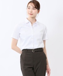 m.f.editorial（エムエフエディトリアル）の「【形態安定 透け防止 UVカット】m.f.エディトリアルレディース スキッパーカラー ビジネスドレス半袖ブラウス（ビジネスシャツ）」