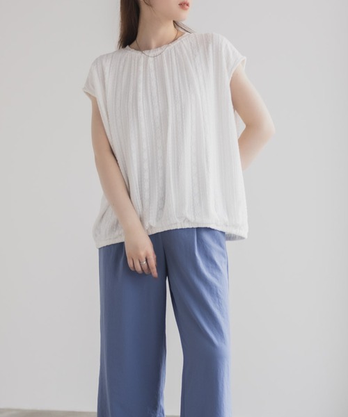 HusHusH（ハッシュアッシュ）の「HusHusH レースバルーンフレンチTシャツ（シャツ/ブラウス・レディース・オフホワイト/ブルー/ブラック・M/L）」の5枚目の写真