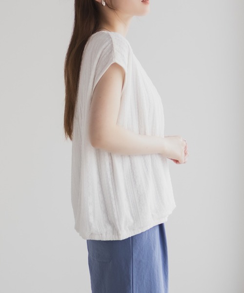 HusHusH（ハッシュアッシュ）の「HusHusH レースバルーンフレンチTシャツ（シャツ/ブラウス・レディース・オフホワイト/ブルー/ブラック・M/L）」の8枚目の写真