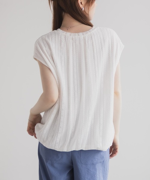HusHusH（ハッシュアッシュ）の「HusHusH レースバルーンフレンチTシャツ（シャツ/ブラウス・レディース・オフホワイト/ブルー/ブラック・M/L）」の9枚目の写真