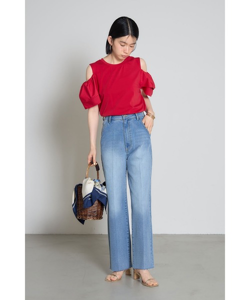 &. NOSTALGIA（アンドドットノスタルジア）の「センタープレスカットオフデニムパンツ（デニムパンツ・レディース・インディゴブルー/サックスブルー・M/S）」の3枚目の写真