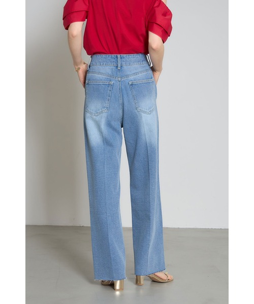 &. NOSTALGIA（アンドドットノスタルジア）の「センタープレスカットオフデニムパンツ（デニムパンツ・レディース・インディゴブルー/サックスブルー・M/S）」の8枚目の写真