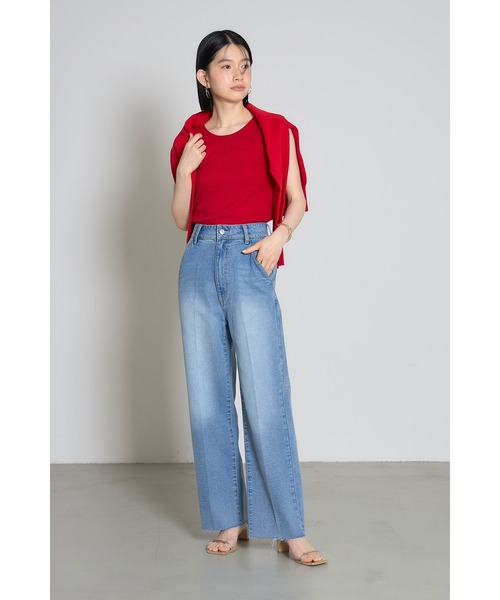 &. NOSTALGIA（アンドドットノスタルジア）の「センタープレスカットオフデニムパンツ（デニムパンツ・レディース・インディゴブルー/サックスブルー・M/S）」の10枚目の写真