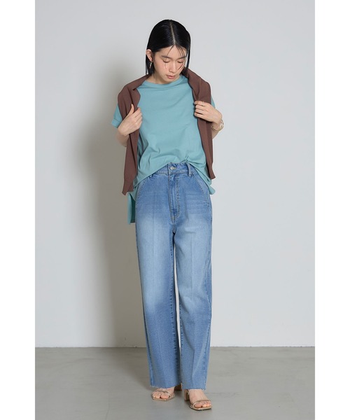 LOEFF ロエフ C/L カラーデニム パンツ グリーン センタープレス センタープレスカットオフデニムパンツ（デニムパンツ