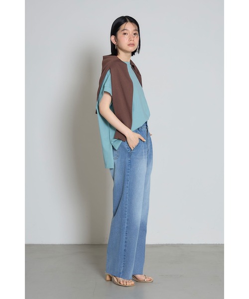 &. NOSTALGIA（アンドドットノスタルジア）の「センタープレスカットオフデニムパンツ（デニムパンツ・レディース・インディゴブルー/サックスブルー・M/S）」の13枚目の写真