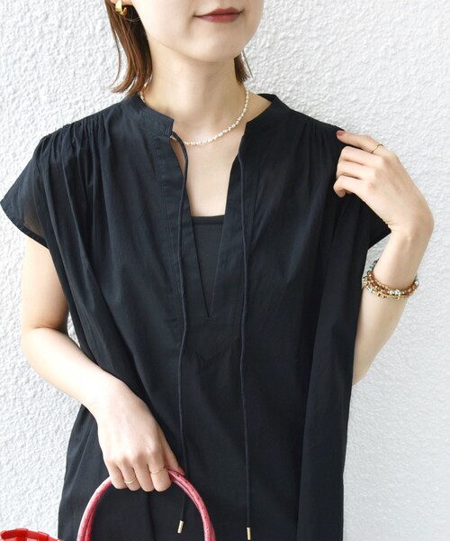 SHIPS for women / シップスウィメン 〈手洗い可能〉スキッパー タック フレンチ スリーブ ブラウス セール】〈手洗い可能〉スキッパー タック フレンチ スリーブ