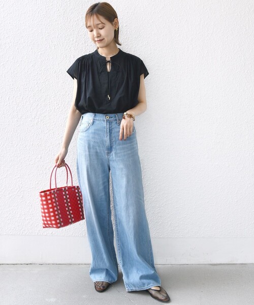SHIPS for women / シップスウィメン 〈手洗い可能〉スキッパー タック フレンチ スリーブ ブラウス セール】〈手洗い可能〉スキッパー タック フレンチ スリーブ