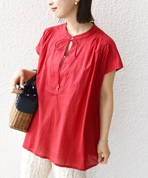 SHIPS for women / シップスウィメン 〈手洗い可能〉スキッパー タック フレンチ スリーブ ブラウス セール】〈手洗い可能〉スキッパー タック フレンチ スリーブ