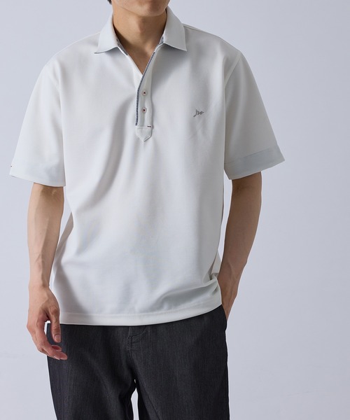  j.n.r.d（ジェー・エヌ・アール・ディー）の「j.n.r.d/バーズアイカノコスキッパーポロシャツ（Tシャツ/カットソー・メンズ・ホワイト/ネイビー・L/M/S/LL）」の4枚目の写真